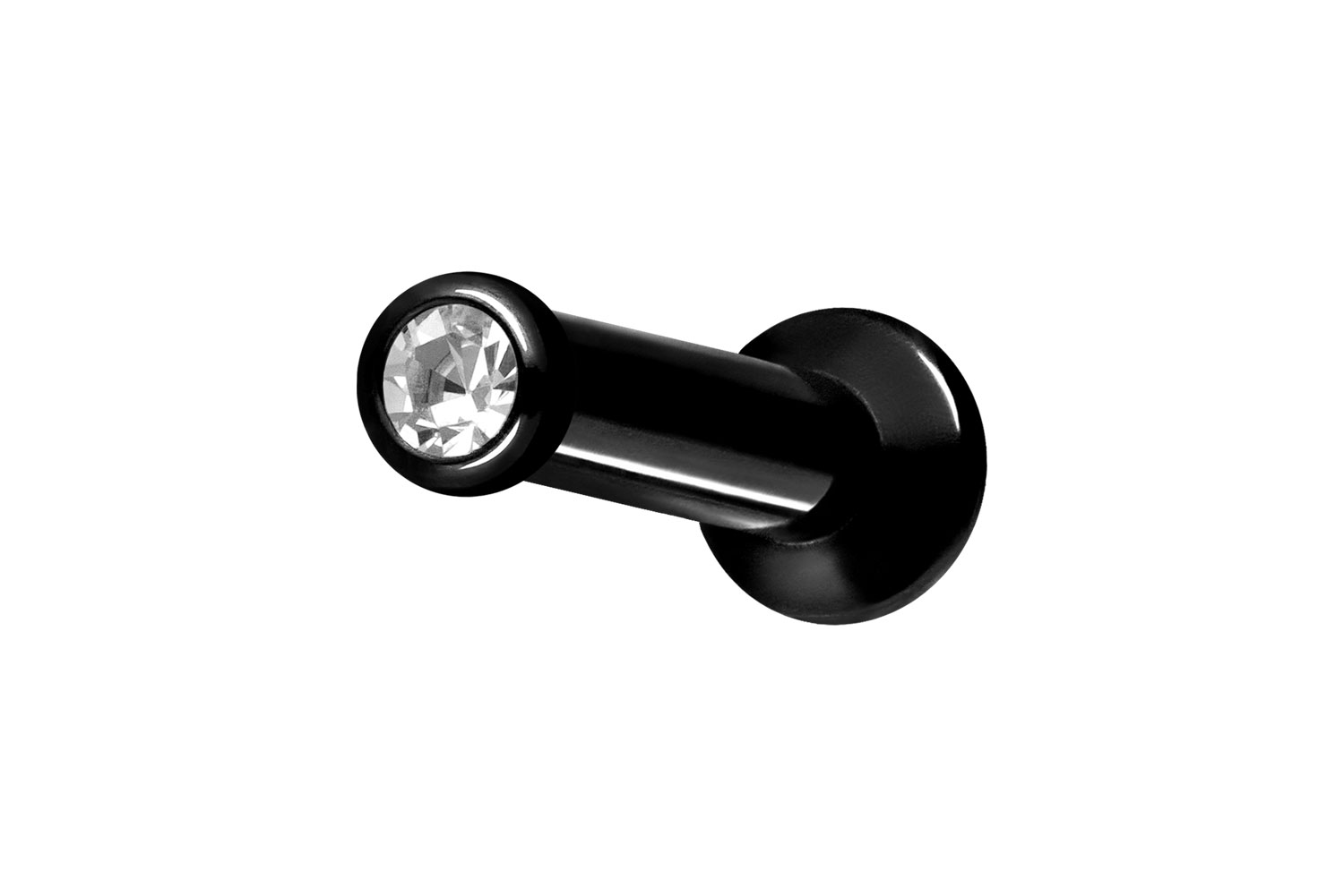 Titan Triple Piercing Mini Labret mit Push Fit FLAT-DISC + KRISTALL